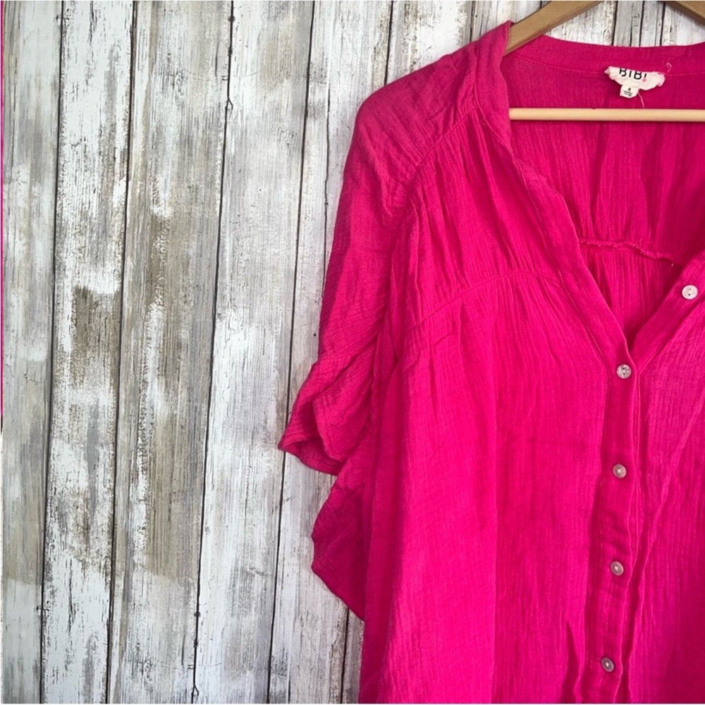 Bibi Pink Oversized Button Blouse - Picture 3 of 5